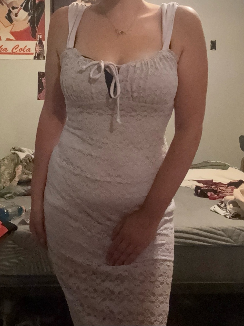 Lace Bodycon Slip Dress - White